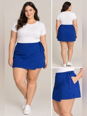 Classic Blue Wrap Mini Skirt - Women